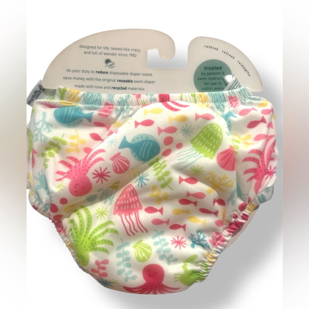 NWT Green Sprouts Eco Snap Swim Diaper (6 mos or 10-18 lbs) Unisex - Ocean Theme